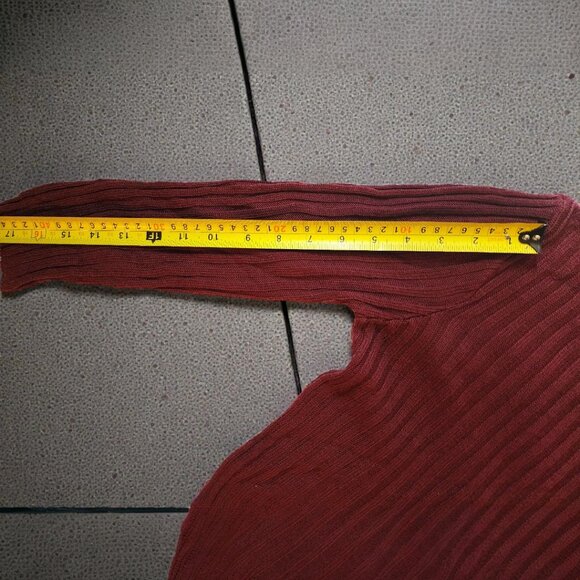 Knit Minded Maroon Ribbed Crop Sweater M Made in USA Grunge Boxy 90s Style - Picture 7 of 8